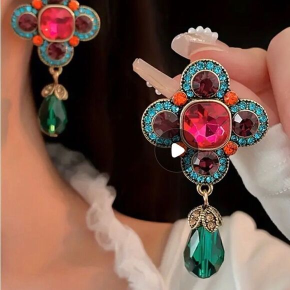 🌺 Betsey Johnson eclectic style drop dangle earrings 🌺 - Picture 7 of 9